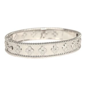Van Cleef & Arpels Small Perlee Diamond Bracelet 18K White Gold Hardware & Diamonds
