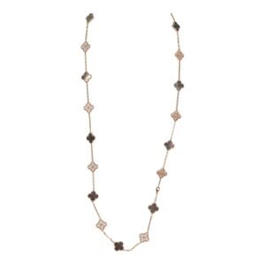 Van Cleef & Arpels Vintage Alhambra 20 Motif Long Necklace Mother of Pearl Diamonds and 18K Rose Gold Hardware
