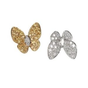Van Cleef & Arpels Between The Finger “Two Butterfly” Ring Yellow Sapphire & Diamonds 18K White Gold